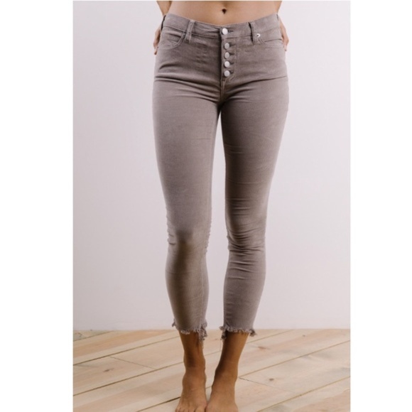 Free People Denim - Free People Reagan Raw Jean Cord Skinny Cropped